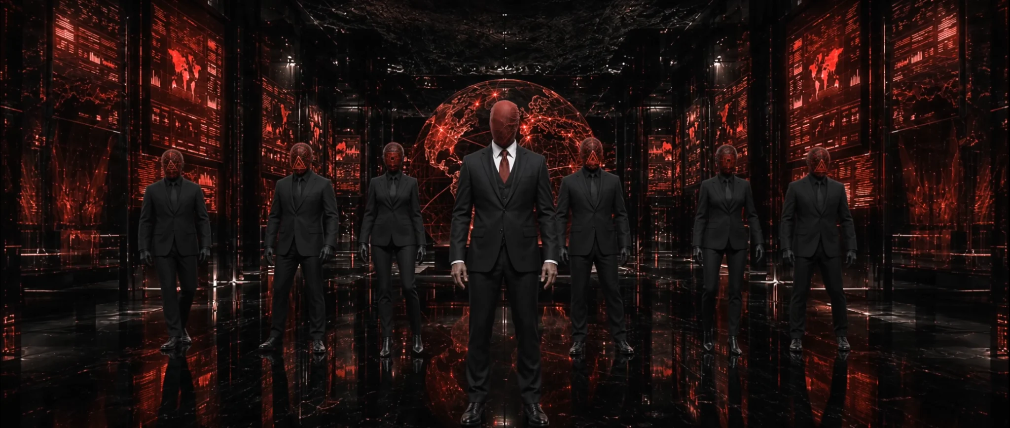 The Shadow Hand assembled in a dark red command environment